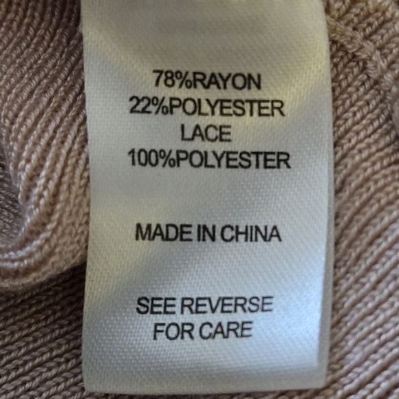 Cactus + Pearl Blush Pink Scoop Neck Sweater w/ Pearl & Lace Sleeves Women L - Picture 10 of 15